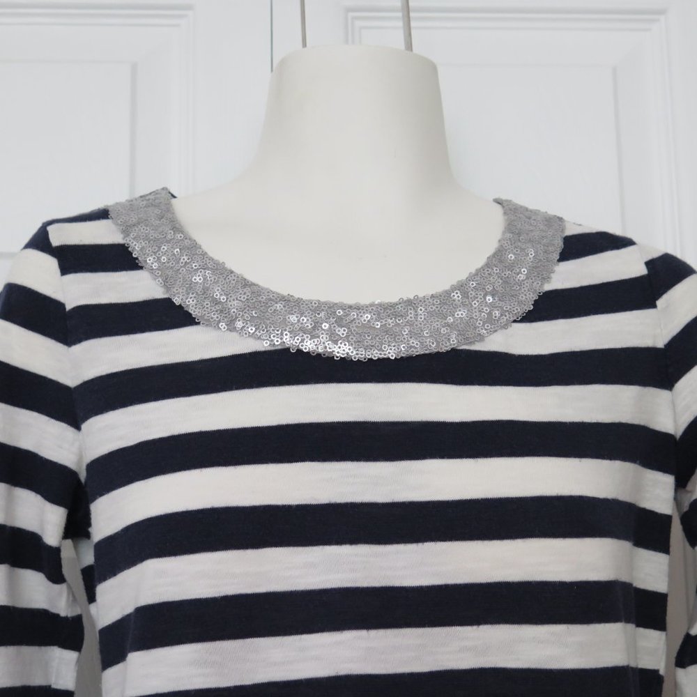 BANANA REPUBLIC - Sequin neck stripe top